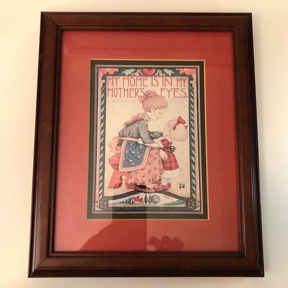 Other - Mary Engelbreit "My Home is in My Mother's Eyes" Professionally Framed Prin